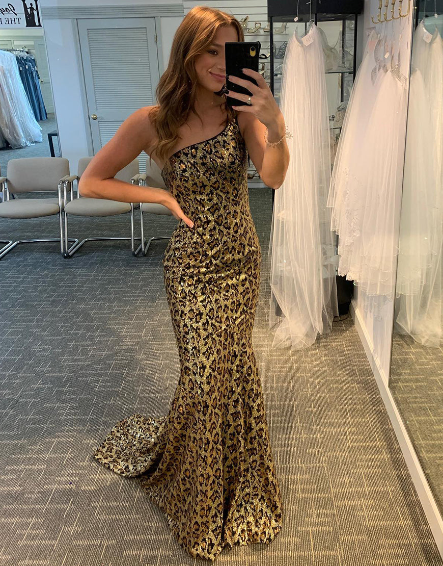 Tasha | Mermaid One Shoulder Leopard Prom Dress
