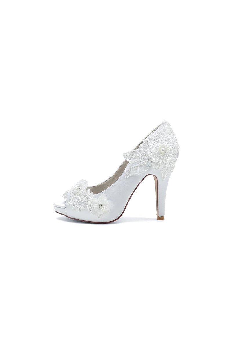 Open Point Toe High Heels with Lace - KissProm