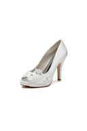 Open Point Toe Wedding Shoes with Lace - KissProm