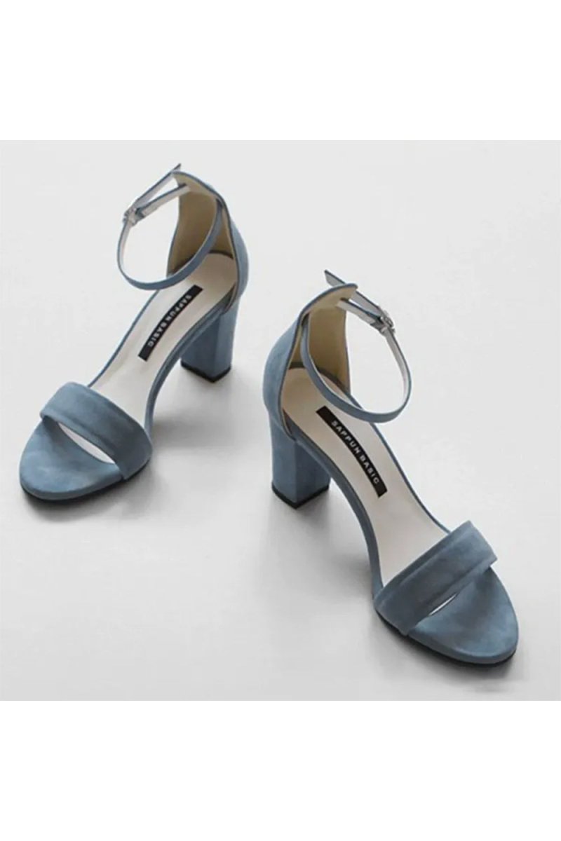 Open Toe Ankle Strap Chunky Heel Party Shoes - KissProm