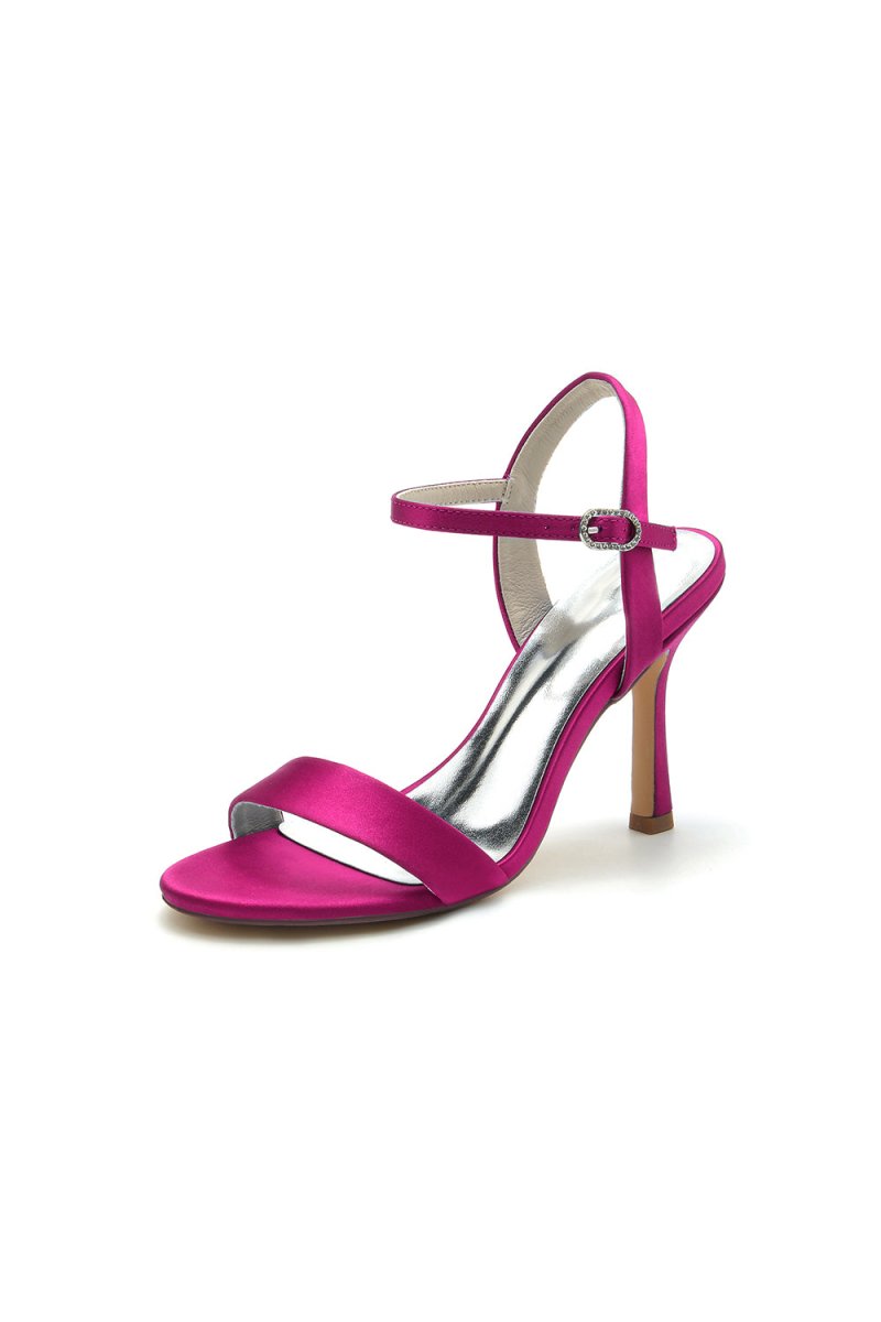 Open Toe Ankle Strap Satin Party Shoes