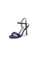 Open Toe Ankle Strap Satin Party Shoes - KissProm