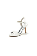 Open Toe Ankle Strap Satin Party Shoes - KissProm