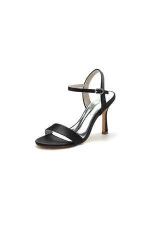 Open Toe Ankle Strap Satin Party Shoes - KissProm