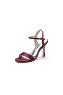 Open Toe Ankle Strap Satin Party Shoes - KissProm