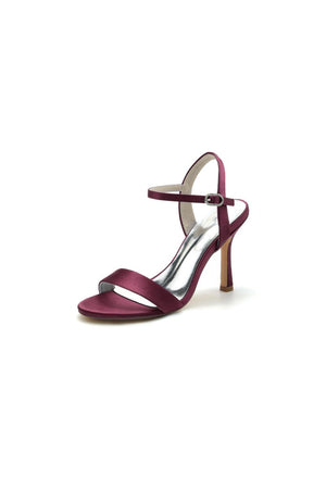 Open Toe Ankle Strap Satin Party Shoes - KissProm