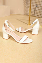 Open Toe Ankle Strap Suede Block-Heel Sandals