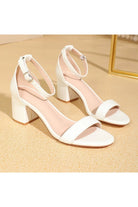 Open Toe Ankle Strap Suede Block-Heel Sandals