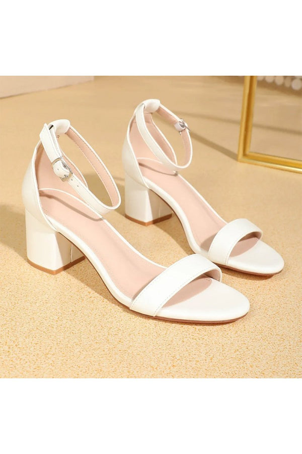 Open Toe Ankle Strap Suede Block-Heel Sandals