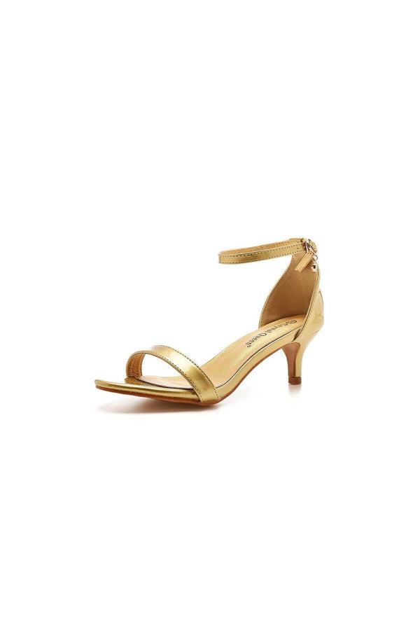 Open Toe Ankle Strap Wedding Kitten Heels - KissProm