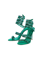 Open Toe Ankle Wrap Beaded Crystal Stiletto Heels