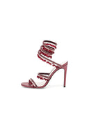 Open Toe Ankle Wrap Beaded Crystal Stiletto Heels - KissProm