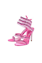 Open Toe Ankle Wrap Beaded Crystal Stiletto Heels
