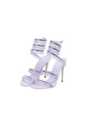Open Toe Ankle Wrap Beaded Crystal Stiletto Heels - KissProm