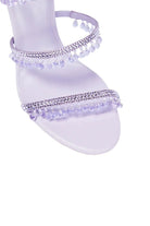 Open Toe Ankle Wrap Beaded Crystal Stiletto Heels