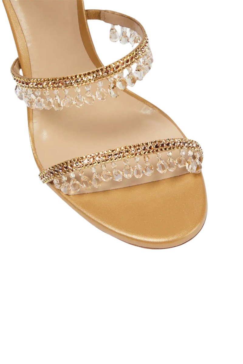 Open Toe Ankle Wrap Beaded Crystal Stiletto Heels