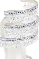 Open Toe Ankle Wrap Beaded Crystal Stiletto Heels