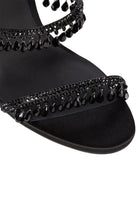 Open Toe Ankle Wrap Beaded Crystal Stiletto Heels