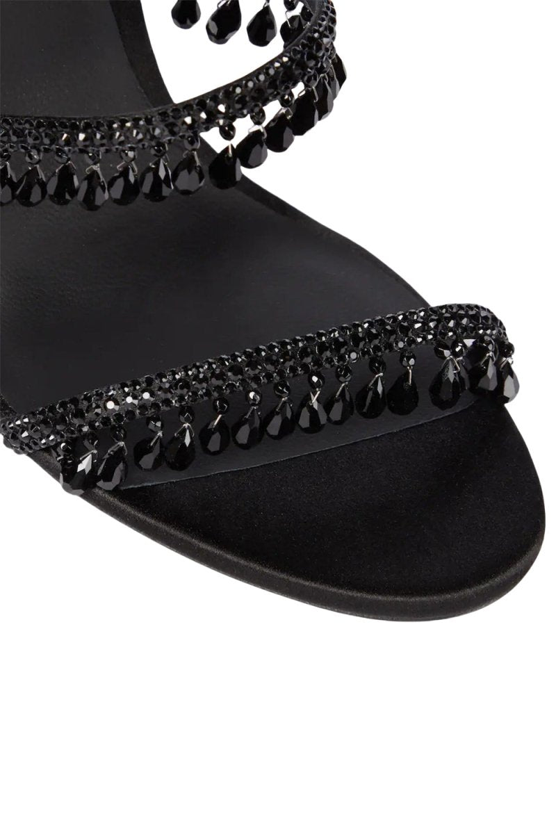 Open Toe Ankle Wrap Beaded Crystal Stiletto Heels