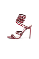 Open Toe Ankle Wrap Beaded Crystal Stiletto Heels