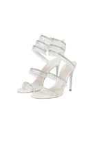 Open Toe Ankle Wrap Beaded Crystal Stiletto Heels