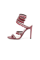 Open Toe Ankle Wrap Beaded Crystal Stiletto Heels