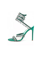 Open Toe Ankle Wrap Beaded Crystal Stiletto Heels