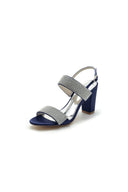 Open Toe Beaded Buckle Satin Chunky Heels - KissProm