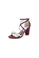 Open Toe Beaded Cross Strap High Heels - KissProm