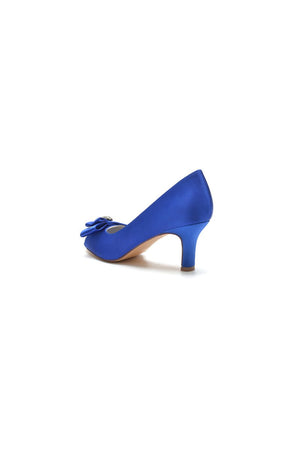 Open Toe Crystal Bow Chunky Heels - KissProm