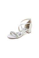 Open Toe Crystal Hollow Out Chunky Heels - KissProm