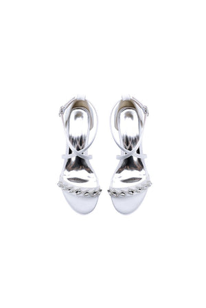 Open Toe Crystal Hollow Out Chunky Heels - KissProm