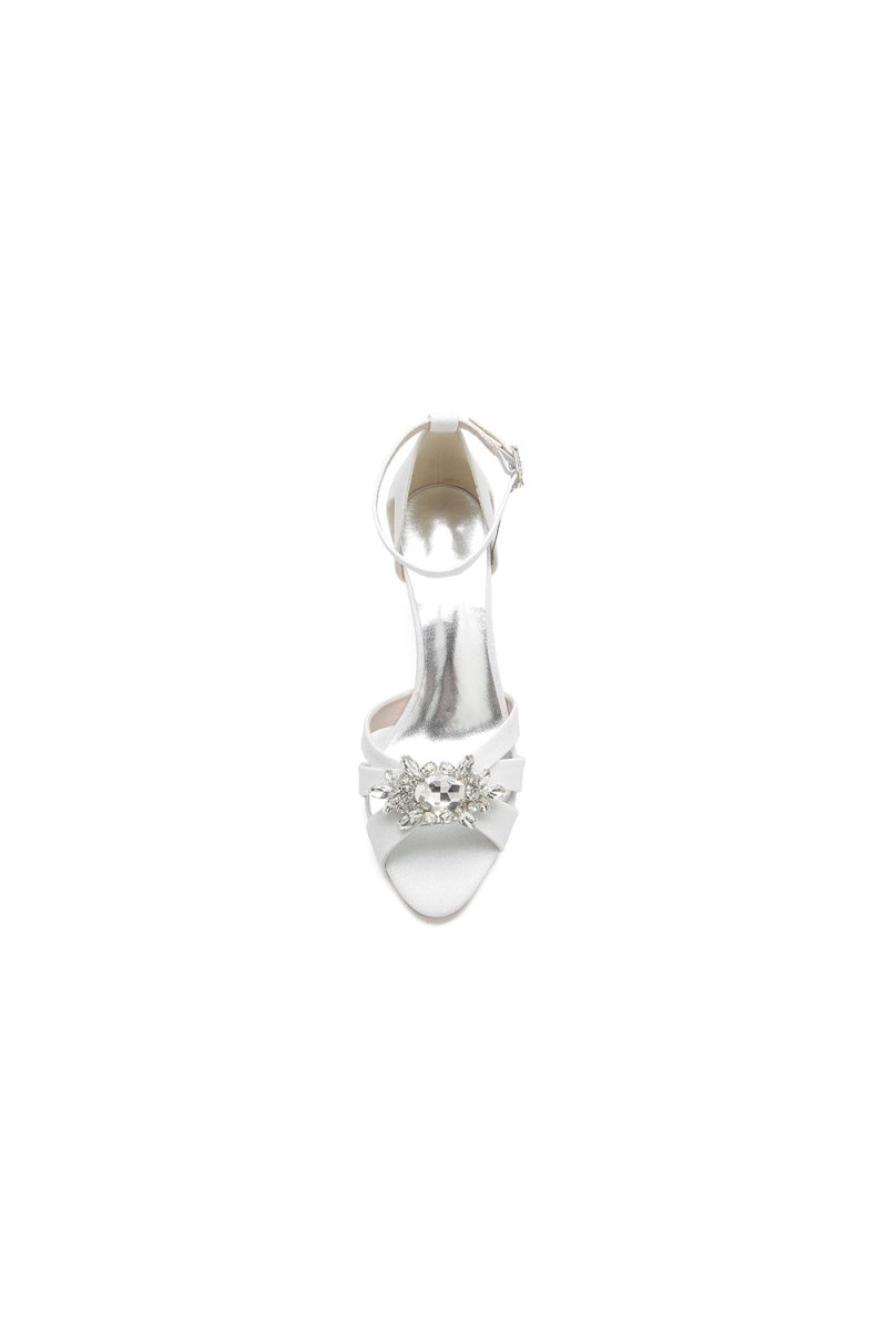 Open Toe Glitter Toe Ankle Strap Hollow - out Stiletto Heels - KissProm