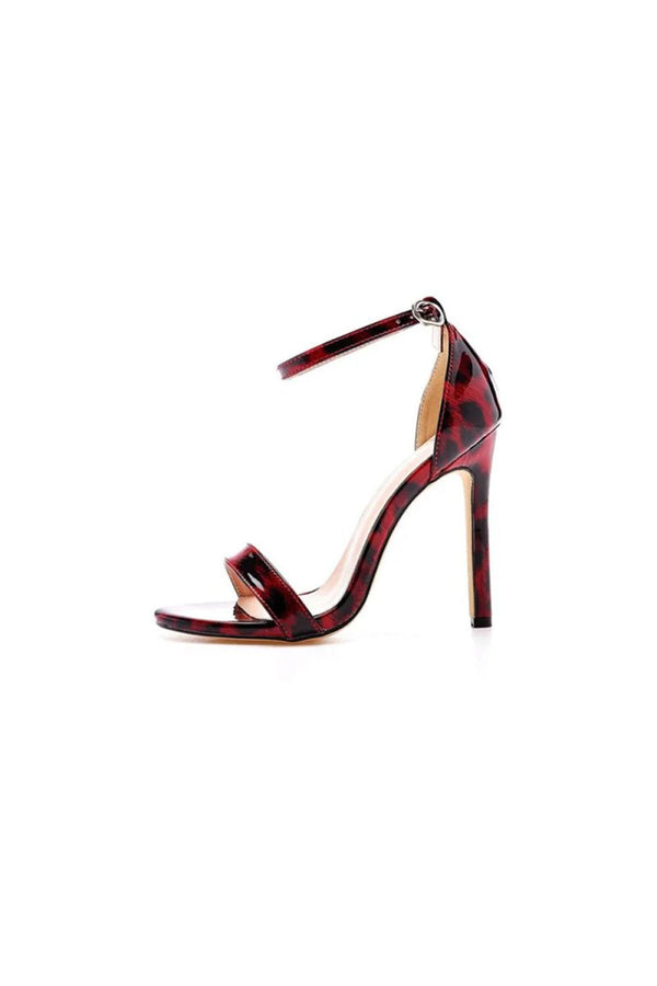 Open Toe Leopard Print Ankle Strap Stiletto High Heels - KissProm