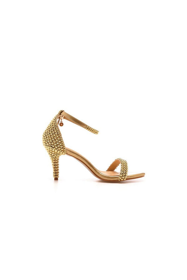 Open Toe Pearl Ankle Strap Wedding High Heels - KissProm