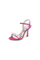 Open Toe Pearl Stiletto Heels - KissProm
