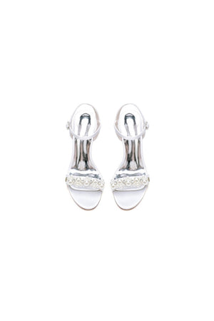 Open Toe Pearl Stiletto Heels - KissProm