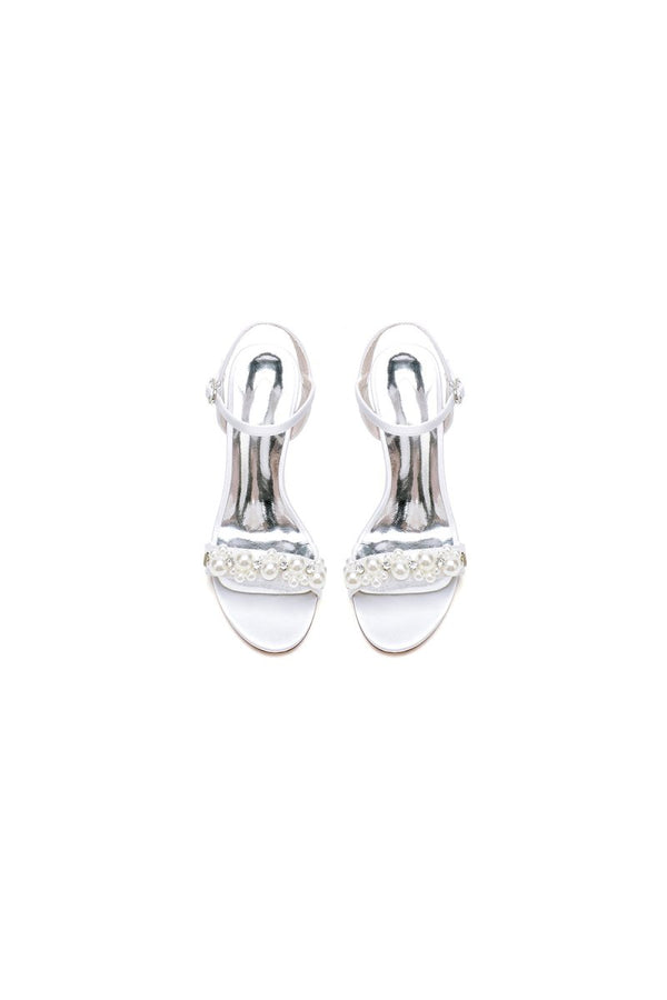 Open Toe Pearl Stiletto Heels - KissProm