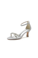 Open Toe Rhinestone Strap Buckle Wedding Shoes - KissProm