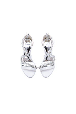 Open Toe Satin Block Heels With Crystal Straps – Shoes by KissProm | Available at KissProm