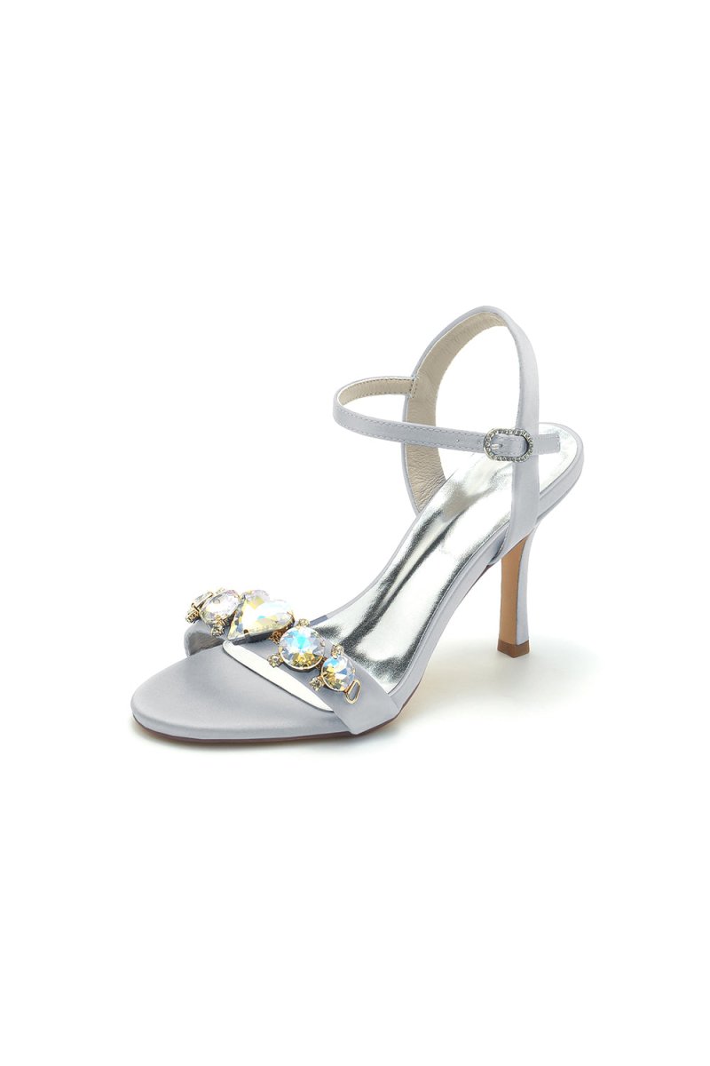 Open Toe Ultra High Heels with Rhinestone - KissProm