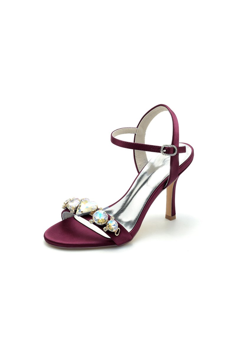 Open Toe Ultra High Heels with Rhinestone - KissProm