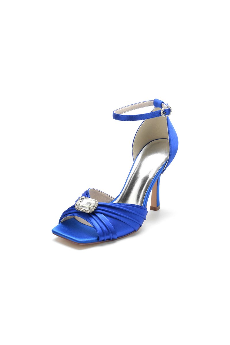 Open Toe Stiletto Heels with Ankle Strap - KissProm