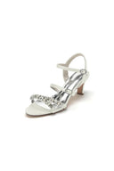 Open Toe Chunky Heels with Rhinestone - KissProm