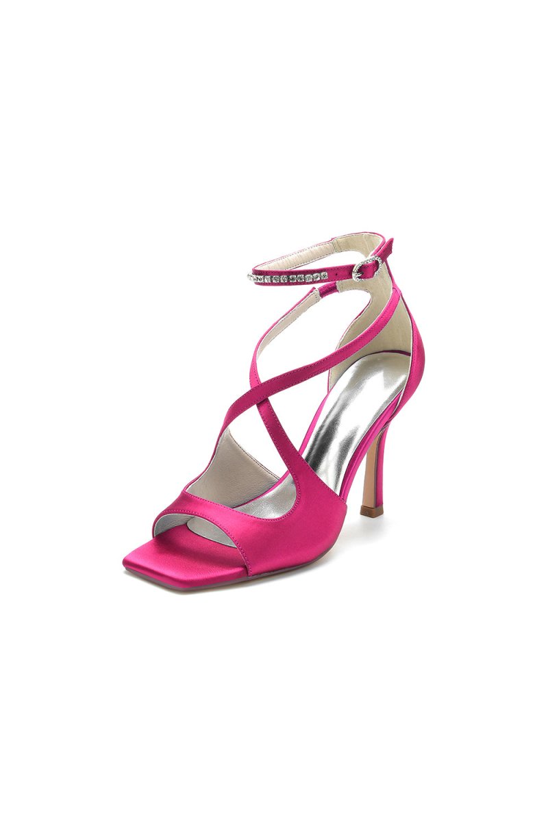 Open Toe Wedding Shoes with Straps - KissProm