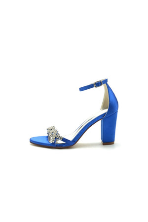 Open Toe With Rhinestone Chunky Heels - KissProm