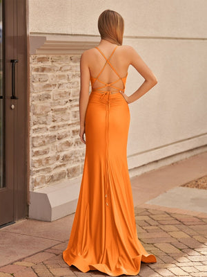 Elisabeth | Mermaid Spaghetti Straps Jersey Prom Dress with Slit