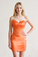 Orange Sheath Sweetheart Corset Homecoming Dresses with Appliques | KISSPROM