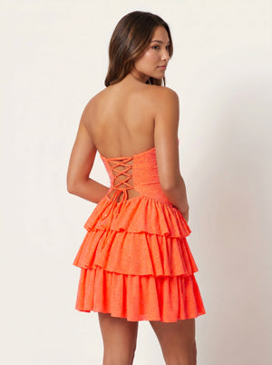 Orange Sweetheart A-Line Tiered Cut-Out Homecoming Dress With Beadding - KISSPROM