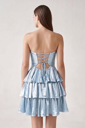 Sky Blue Sweetheart A-Line Tiered Cut-Out Homecoming Dress With Beading (2) | KISSPROM